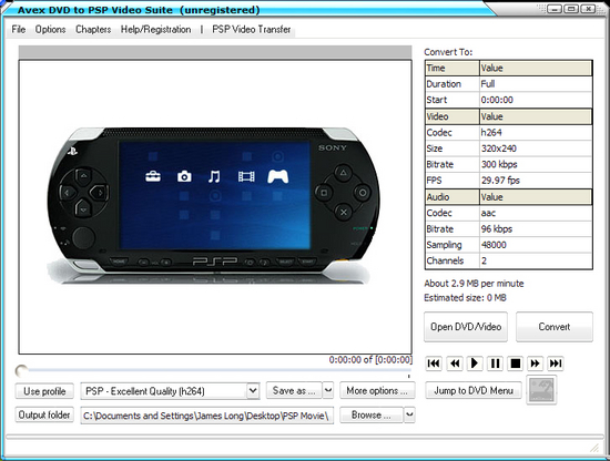 Avex-DVD to PSP Video Suite