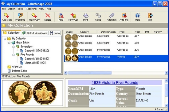 CoinManage UK Coin Collecting Software