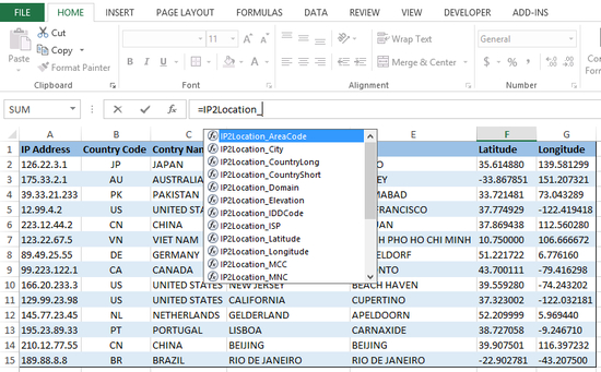 IP2Location Excel Add-In