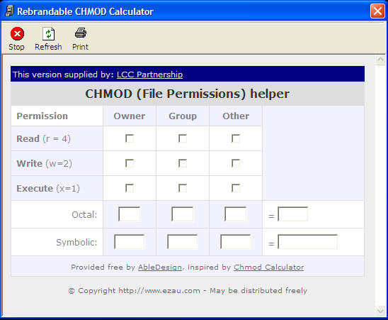 LCC Partnership CHMOD Calculator