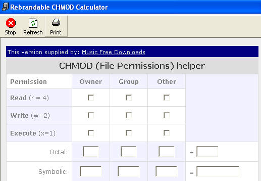 Music CHMOD Calculator