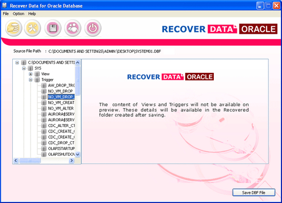 Recover Data for Oracle Database