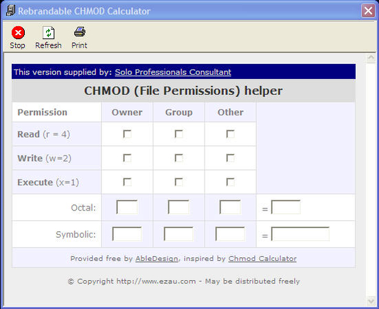 Solo Professionals CHMOD Calculator