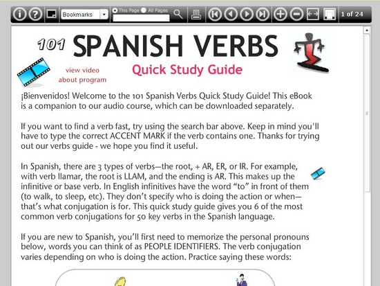 101 Spanish Verbs Quick Study Guide