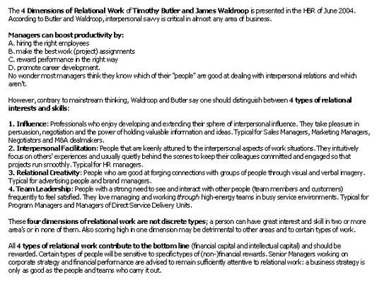 4 Dimensions Relational Work (MBA)