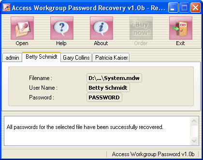 Access Workgroup Password Recovery