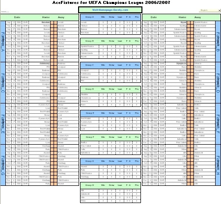 AceFixtures for UEFA Champions League