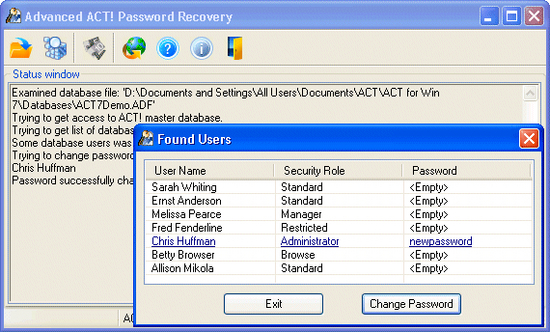 Advanced ACT Password Recovery