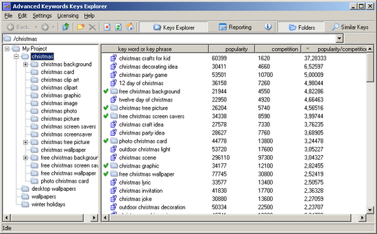 Advanced Keywords Keys Explorer