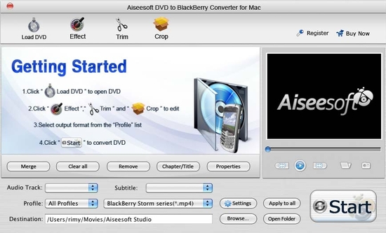 Aiseesoft Mac DVD BlackBerry Converter