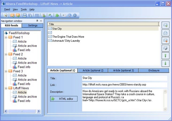 Alnera FeedWorkshop RSS Editor