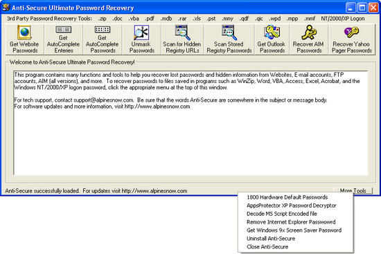 Anti-Secure Ultimate Password Recovery