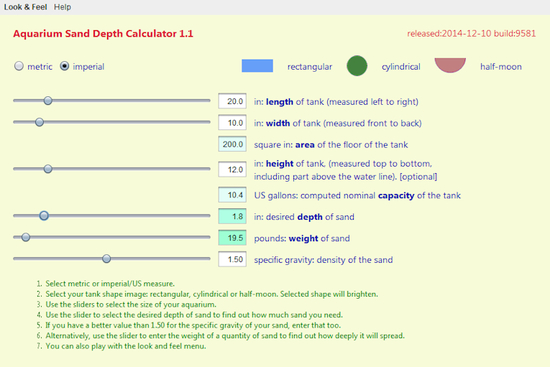 Aquarium Sand Depth Calculator