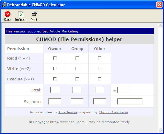 Article Marketing CHMod Calculator