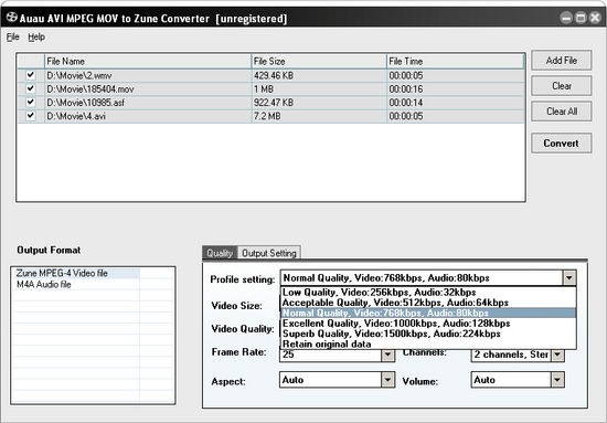 AUAU-Soft AVI MPEG MOV to Zune Converter