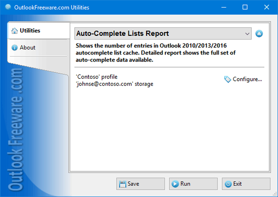 Auto-Complete Lists Report for Outlook