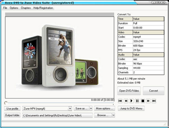 Avex DVD to Zune Video Suite