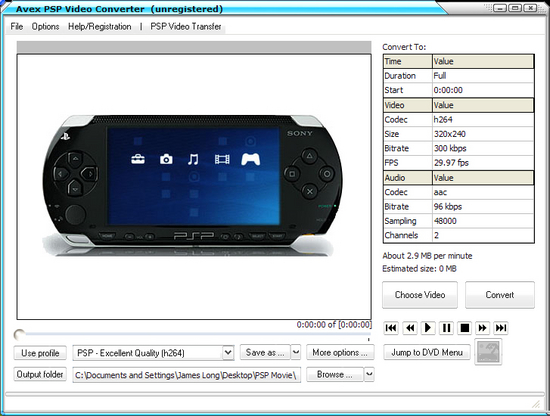 Avex PSP Video Converter