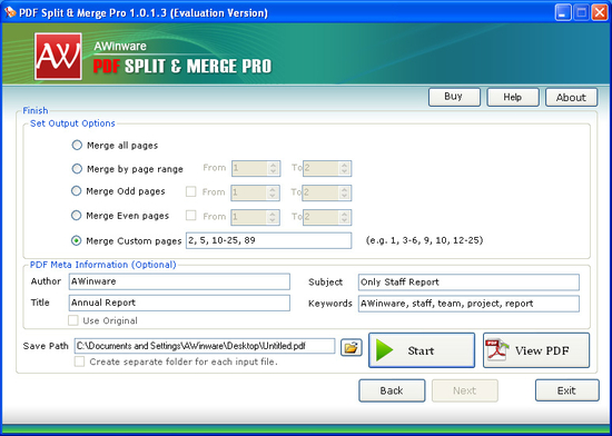 AWinware Pdf Joiner Splitter Cutter Pro