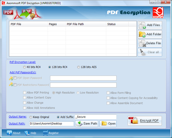 Axommsoft Pdf AES Encryption Security