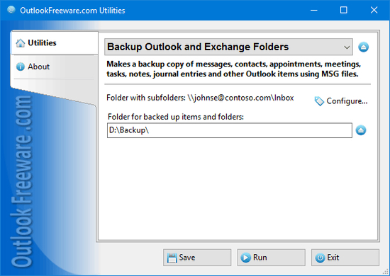 Backup Outlook and Exchange Folders