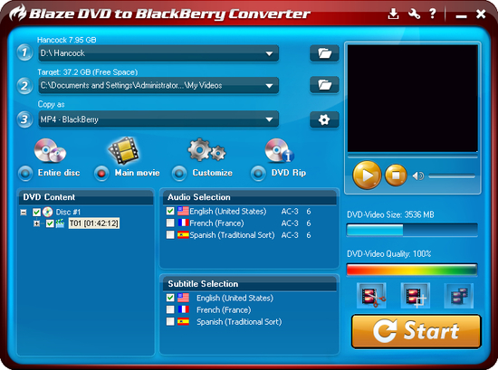 BlazeVideo DVD to BlackBerry Converter