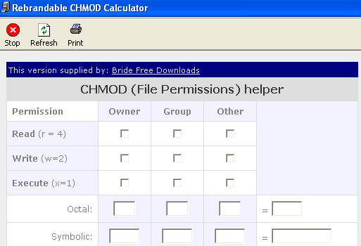 Bride CHMOD Calculator