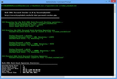 Bulk SHA1 Password Cracker