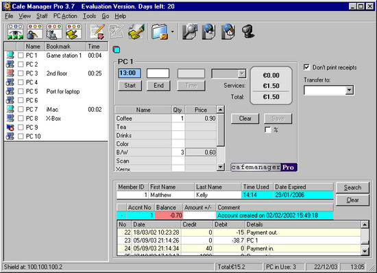Cafe Manager Pro for Internet Cafes