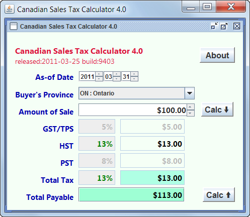 Canadian Sales Tax Calculator