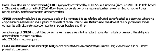 CFROI Cashflow Return on Investment