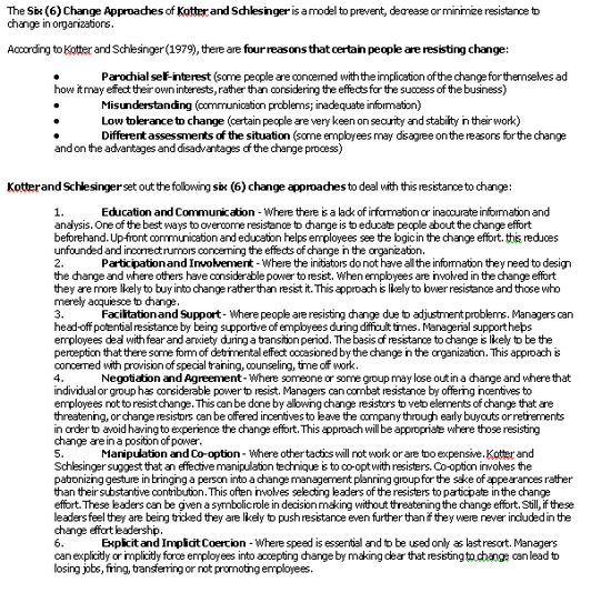 Change Approaches (MBA)