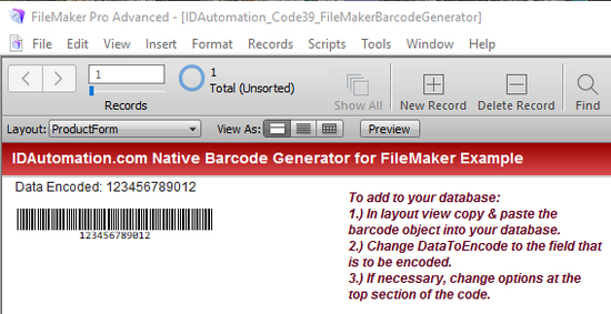 Code 39 Filemaker Barcode Generator