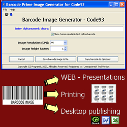 Code93 barcode prime image generator