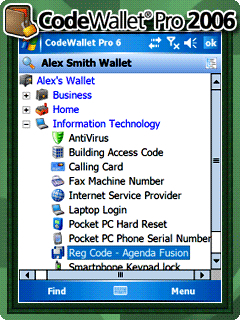 CodeWallet Pro for Windows Mobile