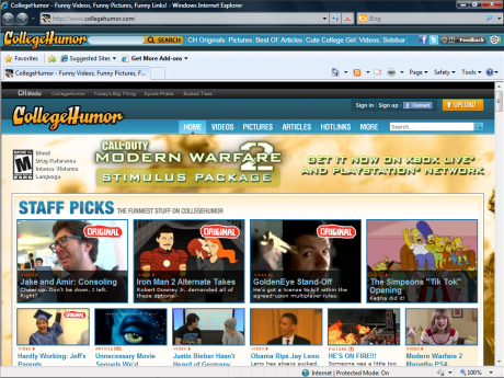 College Humor IE Browser Theme