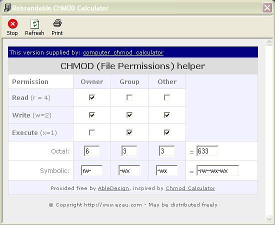 computer chmod calculator