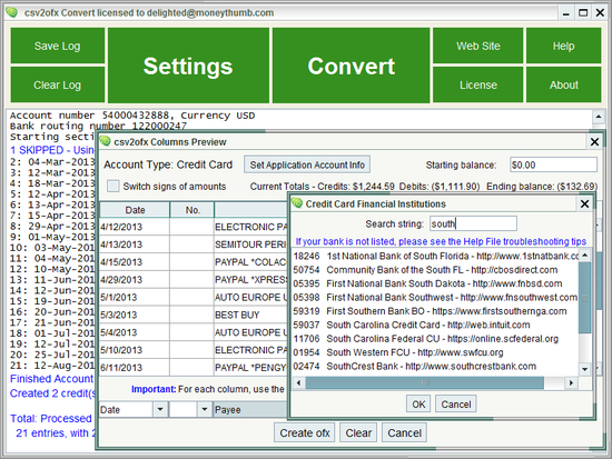 CSV2OFX Convert