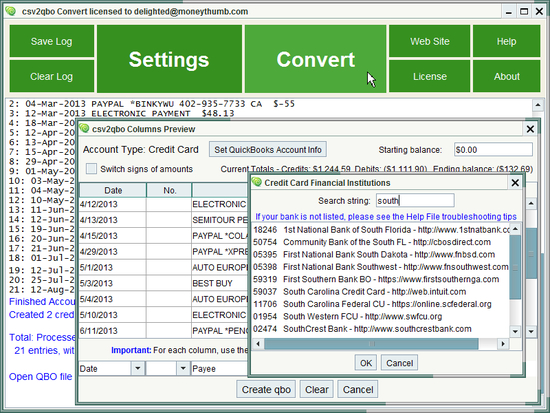 CSV2QBO Convert