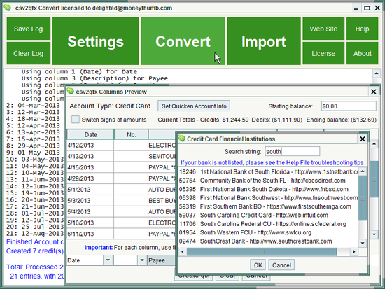 CSV2QFX Convert