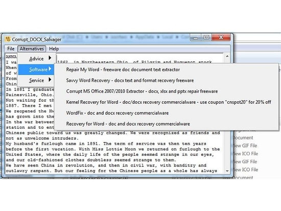 Damaged DOCX2TXT