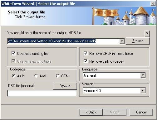 DBF to MDB (Access) Converter