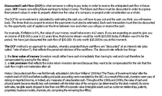 DCF Discounted CashFlow (MEGA)