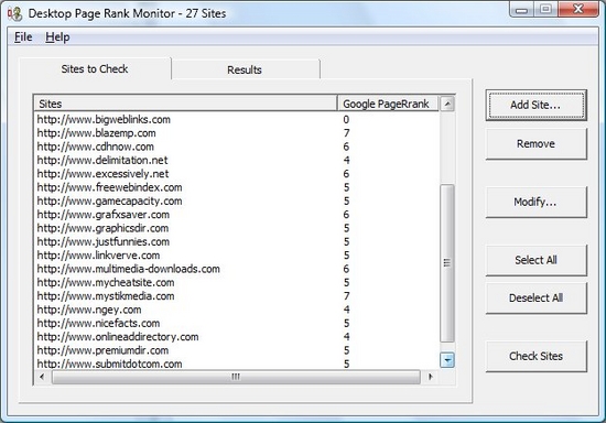 Desktop Google Page Rank Monitor