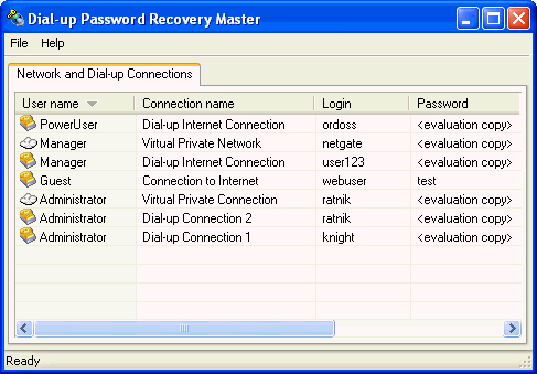 Dial-up Password Recovery Master