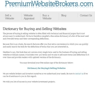 Dictionary for Buying and Selling Websites