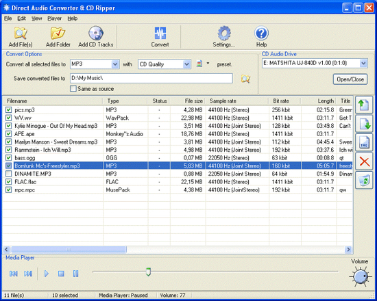 Direct Audio Converter and CD Ripper