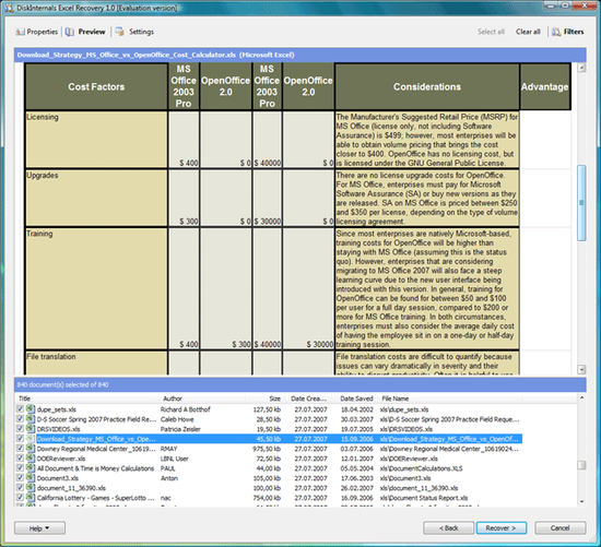 DiskInternals Excel Recovery