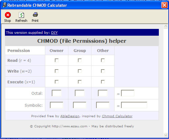 DIY CHMod Calculator