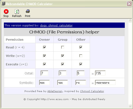 dogs chmod calculator